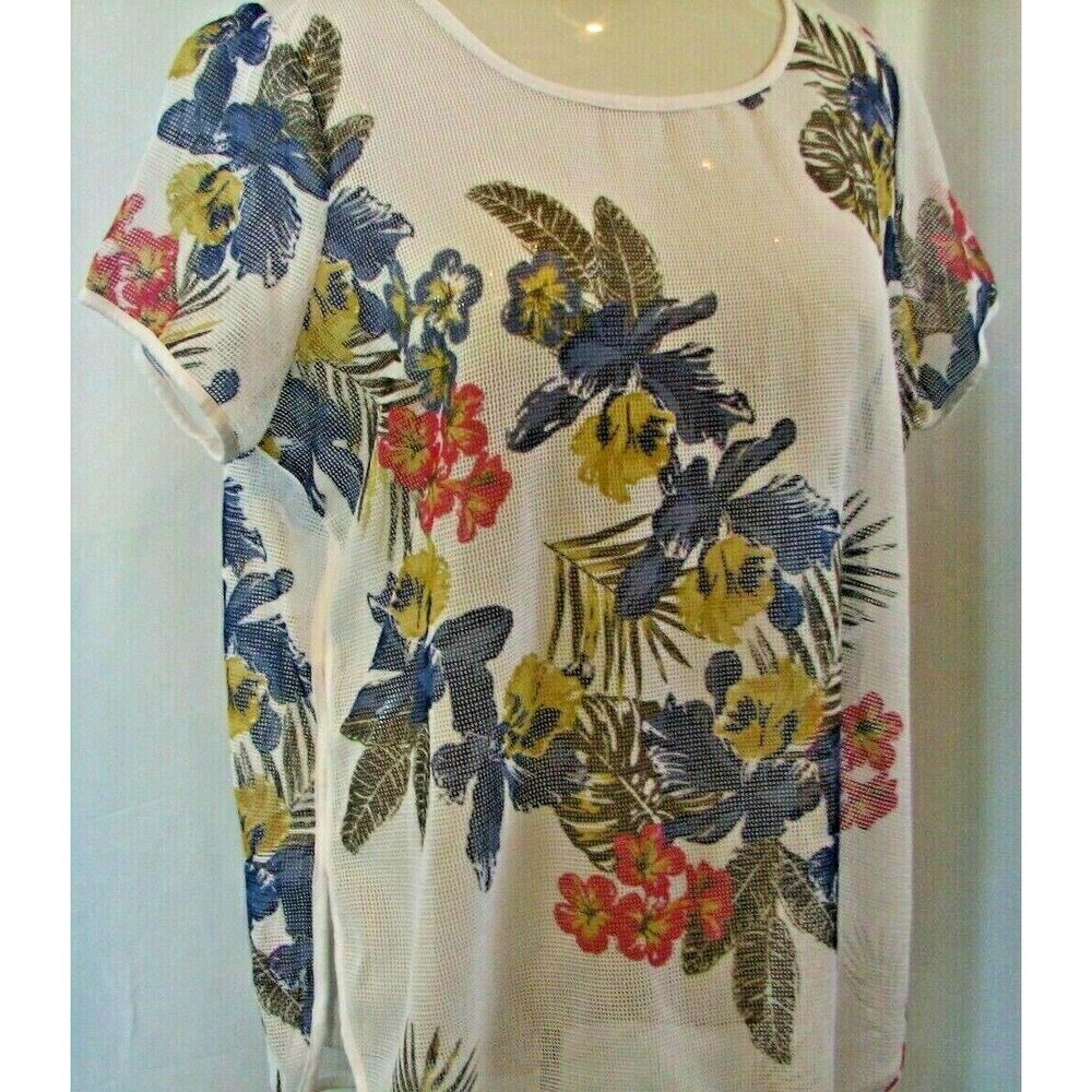 Michel Studio Collection Women's Plus Size Floral Top 1X Mesh Lightweight